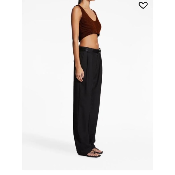 Brown Proenza Schouler knitted crochet ribbed cotton crop sweater in brown - Picture 3 of 5